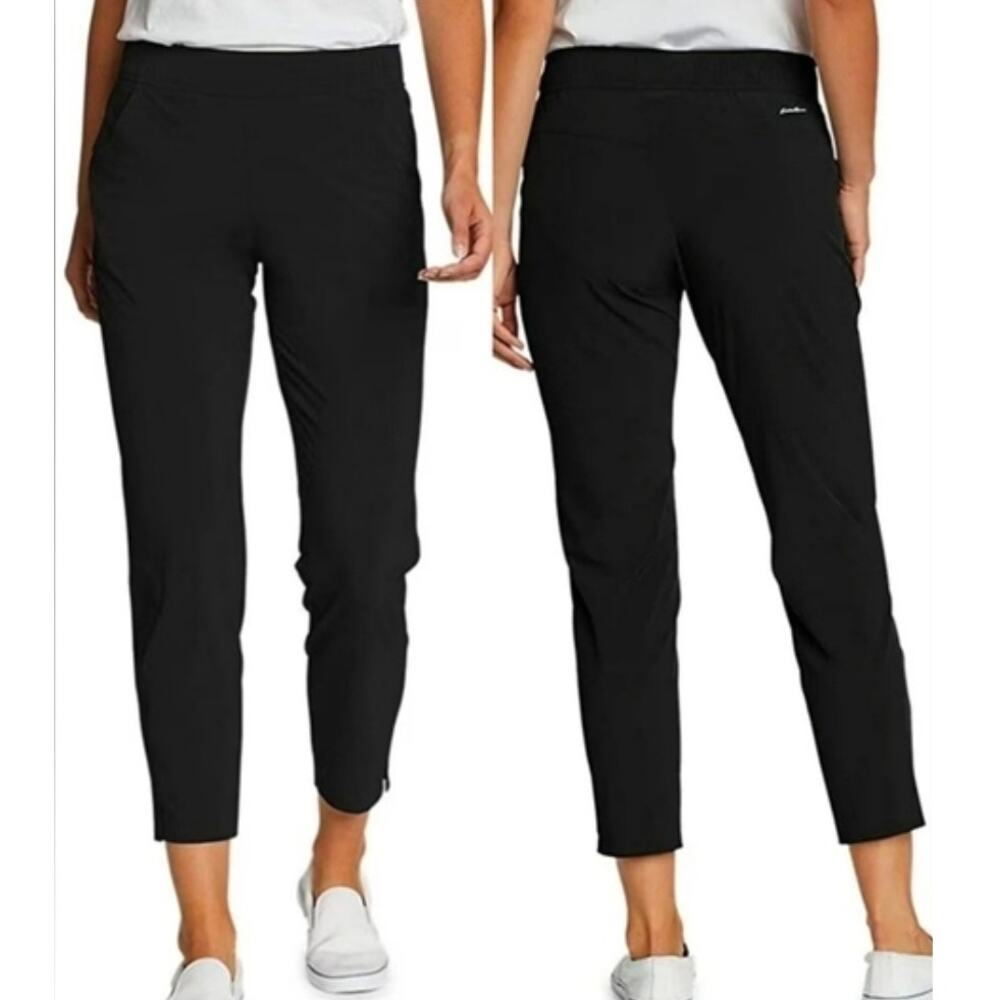 NWT EDDIE BAUER Traveler Ankle Pant UPF 50+ Moisture Wicking Medium Black